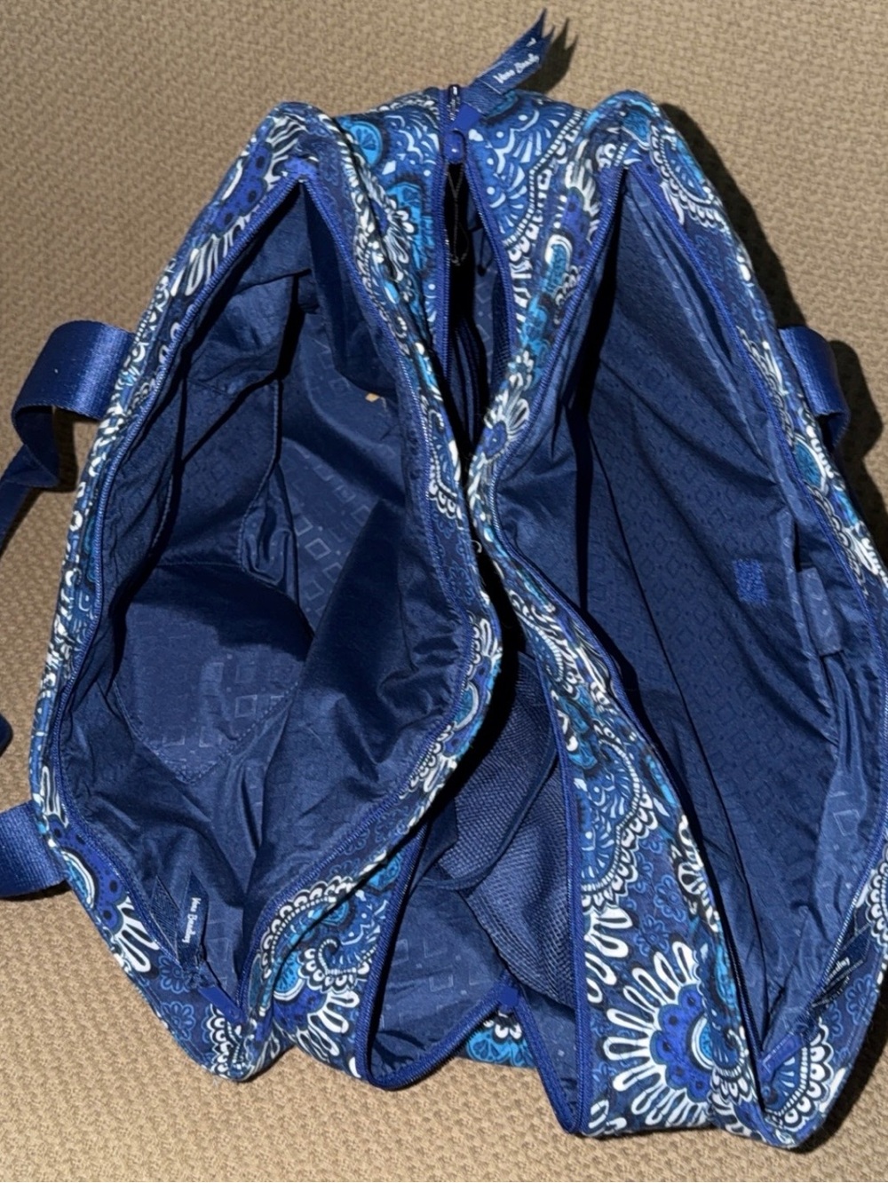 Vera Bradley Blue Floral Quilted Weekender Tote Bag 6 piece set - Picture 4 of 9